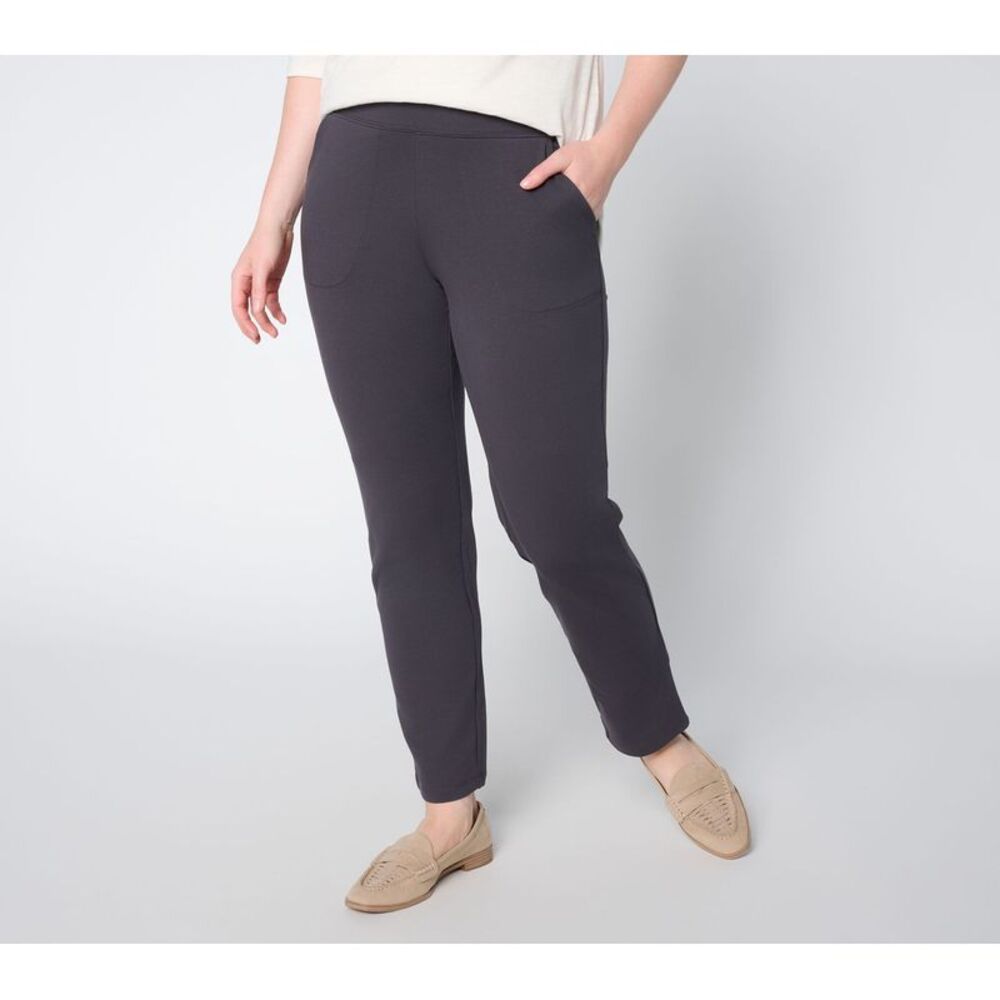 Denim & Co. Women's Petite Pants PXS EasyWear French Terry Pant Gray A671464
